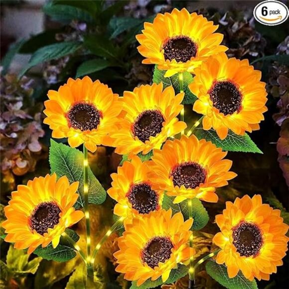 Solar Lights Outdoor Decor - 6 Pack Solar Garden Lights...
